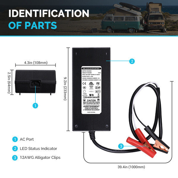 Ledenprijs 20A 240V AC-naar-DC Lithium-ijzerfosfaat acculader