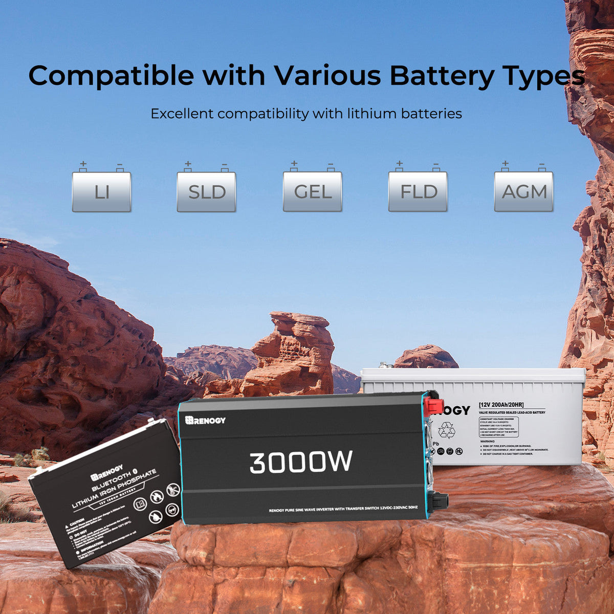 12V 3000W Inverter Pure Sine Wave Motorhome Off-Grid