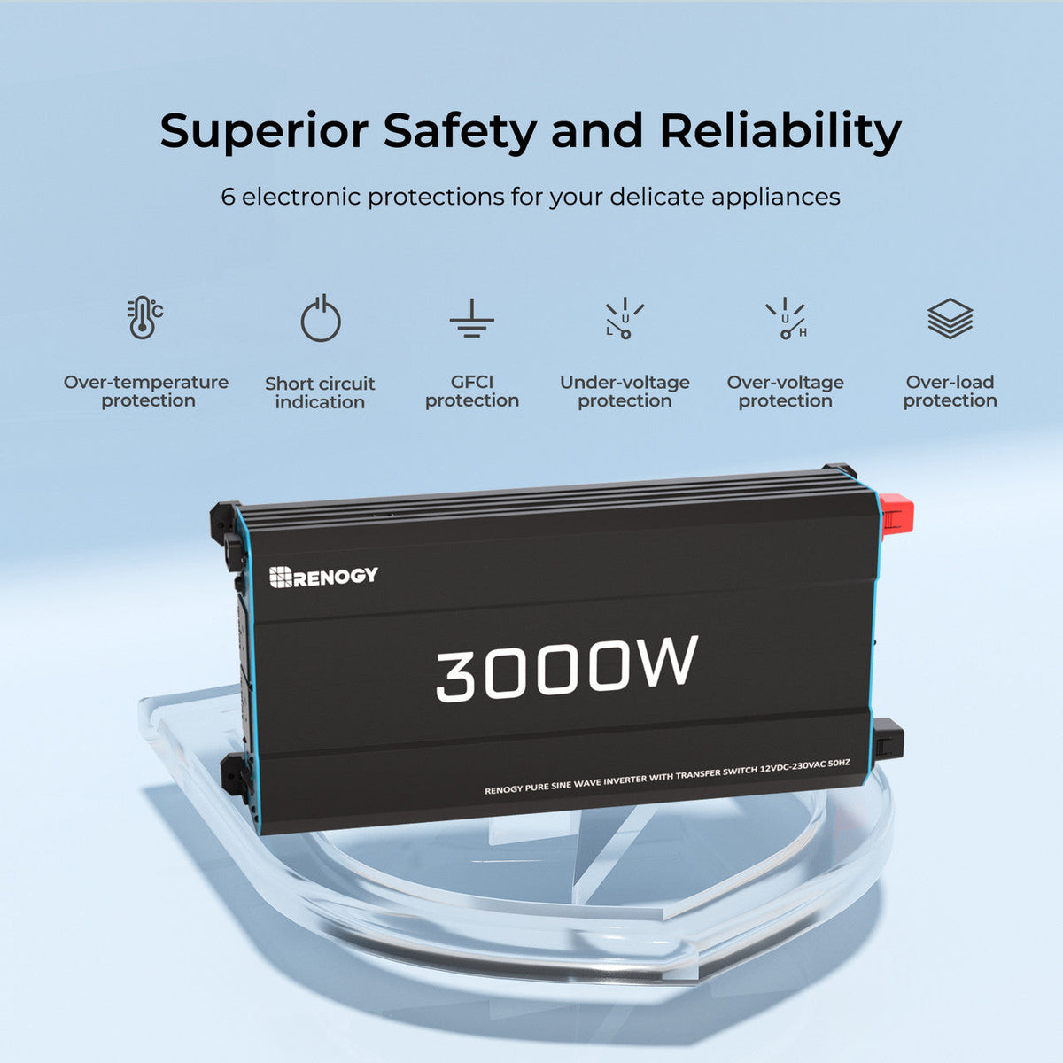 12V 3000W Inverter Pure Sine Wave Motorhome Off-Grid