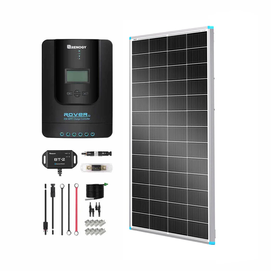 200 W 12 V/24 V monokristallijne zonne-energie premiumkit met Rover 20 A-laadregelaar