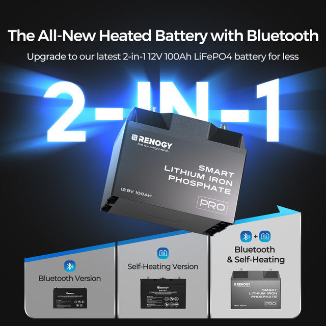 12V 100Ah Pro Smart Lithium LiFePO4 Battery w/ Bluetooth & Self-heating