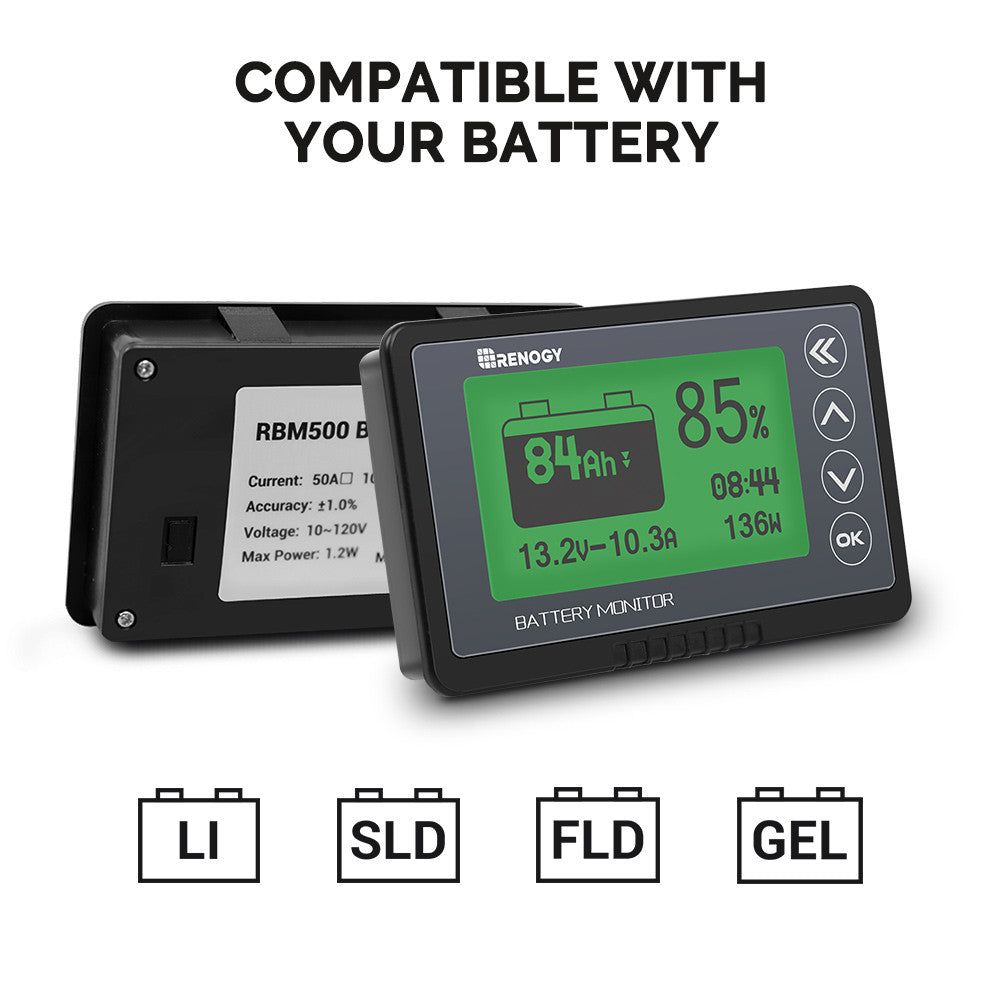 500A Battery Monitor with Shunt/Sampler (Coulomb meter)