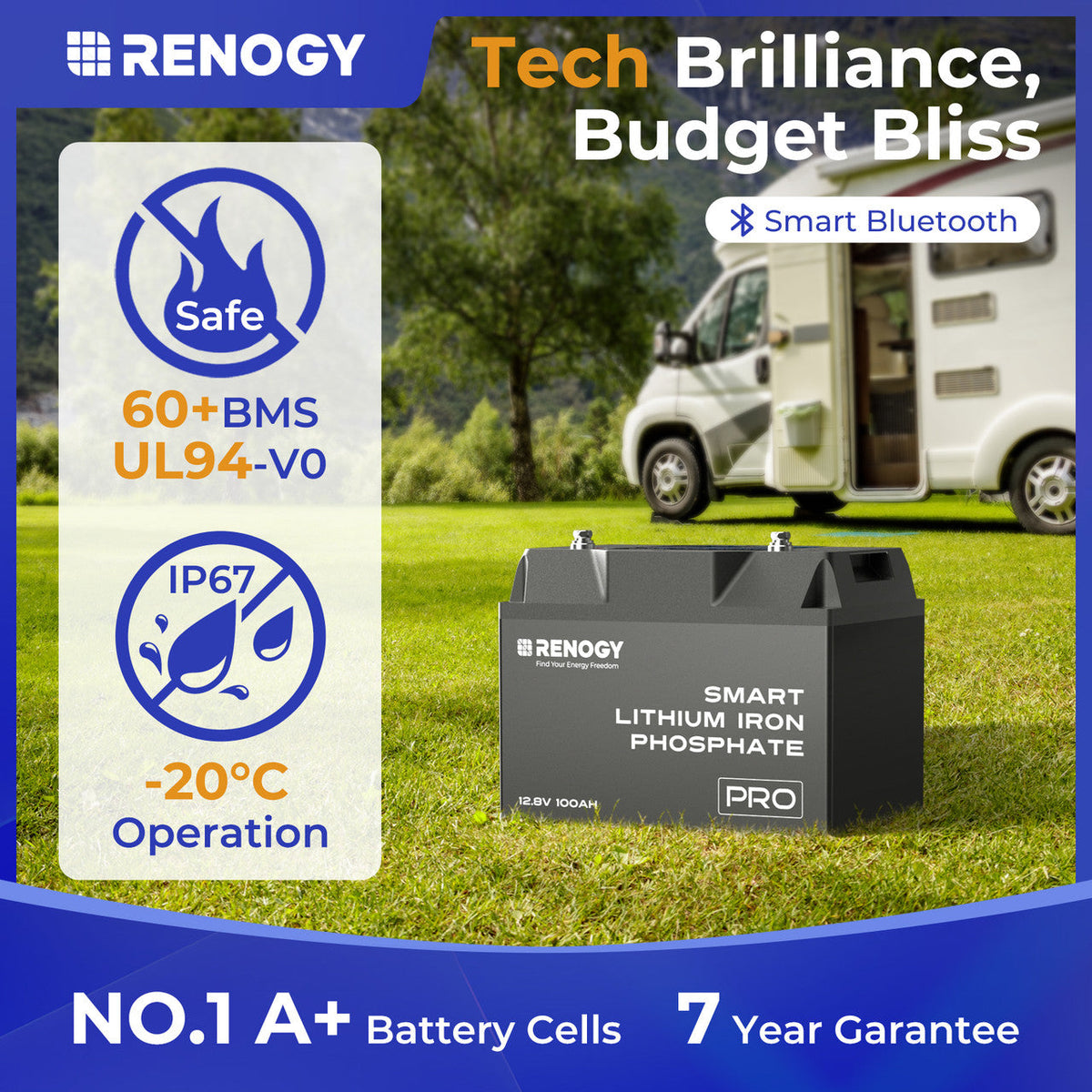 12V 100Ah Pro Smart Lithium LiFePO4 Battery w/ Bluetooth & Self-heating