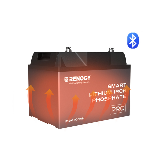 12V 100Ah Pro Smart Lithium LiFePO4 Battery w/ Bluetooth & Self-heating