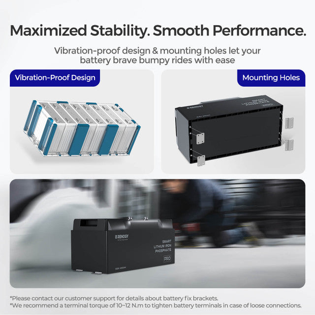 12V 200Ah Pro Smart Lithium LiFePO4 Battery w/ Bluetooth & Self-heating
