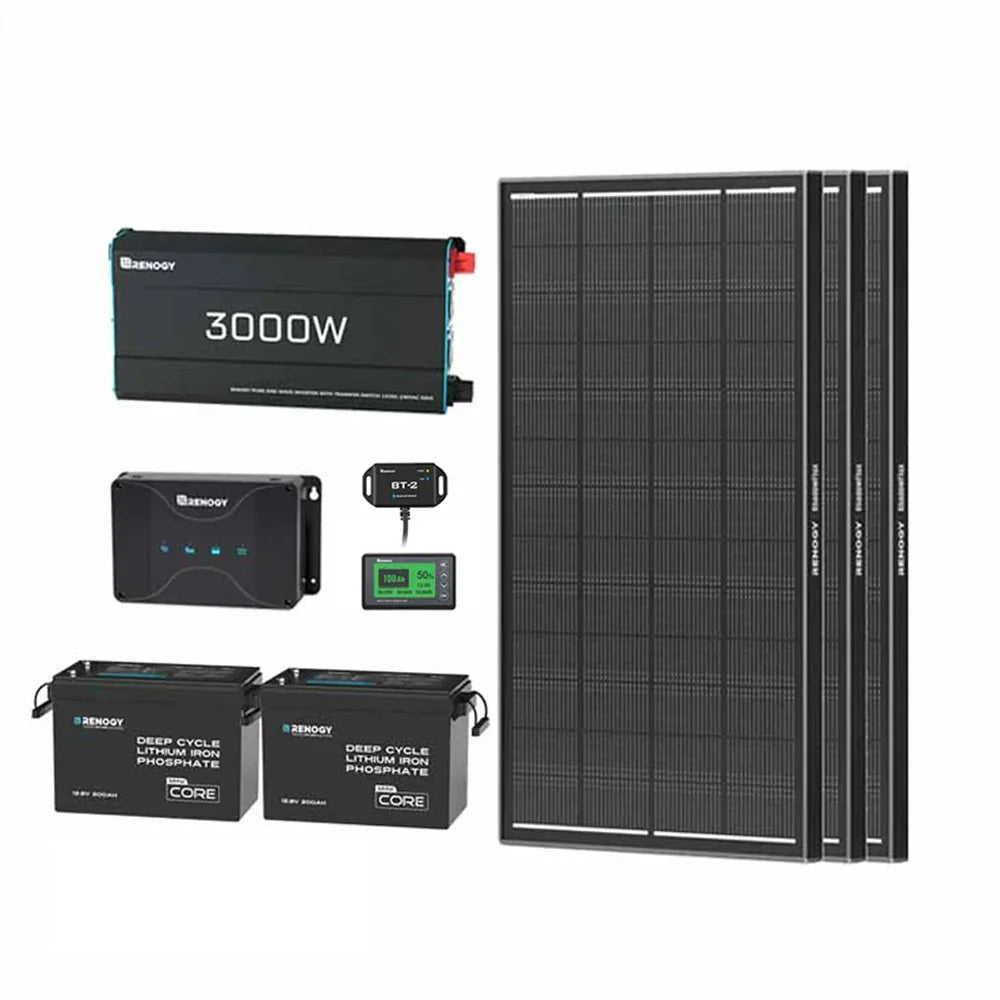 5,12 kWh-stroomsysteem voor caravans | 3000W-omvormer, 200Ah Lithium Battery x2