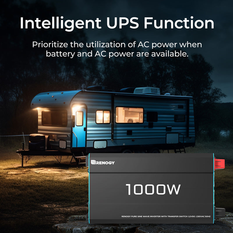 12V 1000W Inverter Pure Sine Wave Motorhome Off-Grid