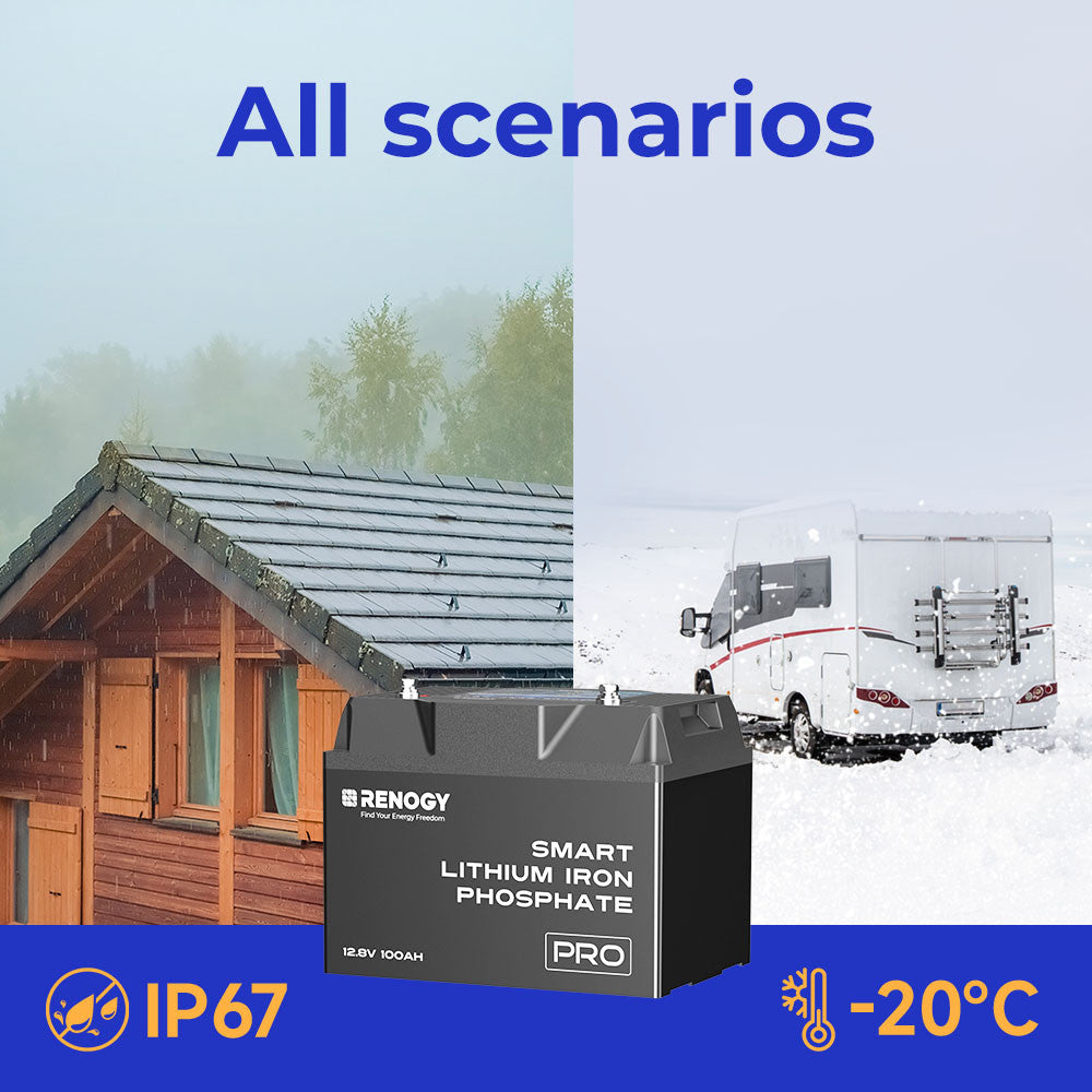 12V 100Ah Pro Smart Lithium LiFePO4 Battery w/ Bluetooth & Self-heating
